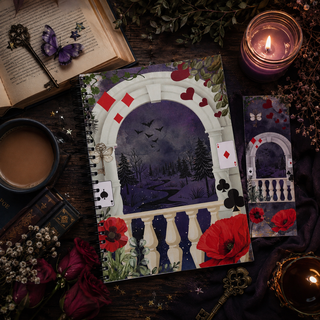 Romantasy Reading Log with Matching Bookmark | A5 Wire Bound Book Journal | Book Tracker Gift for Fantasy Romance Readers