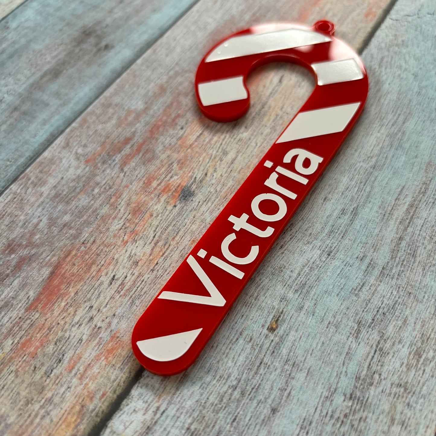 Personalised Candy Cane Acrylic Tree Decoration