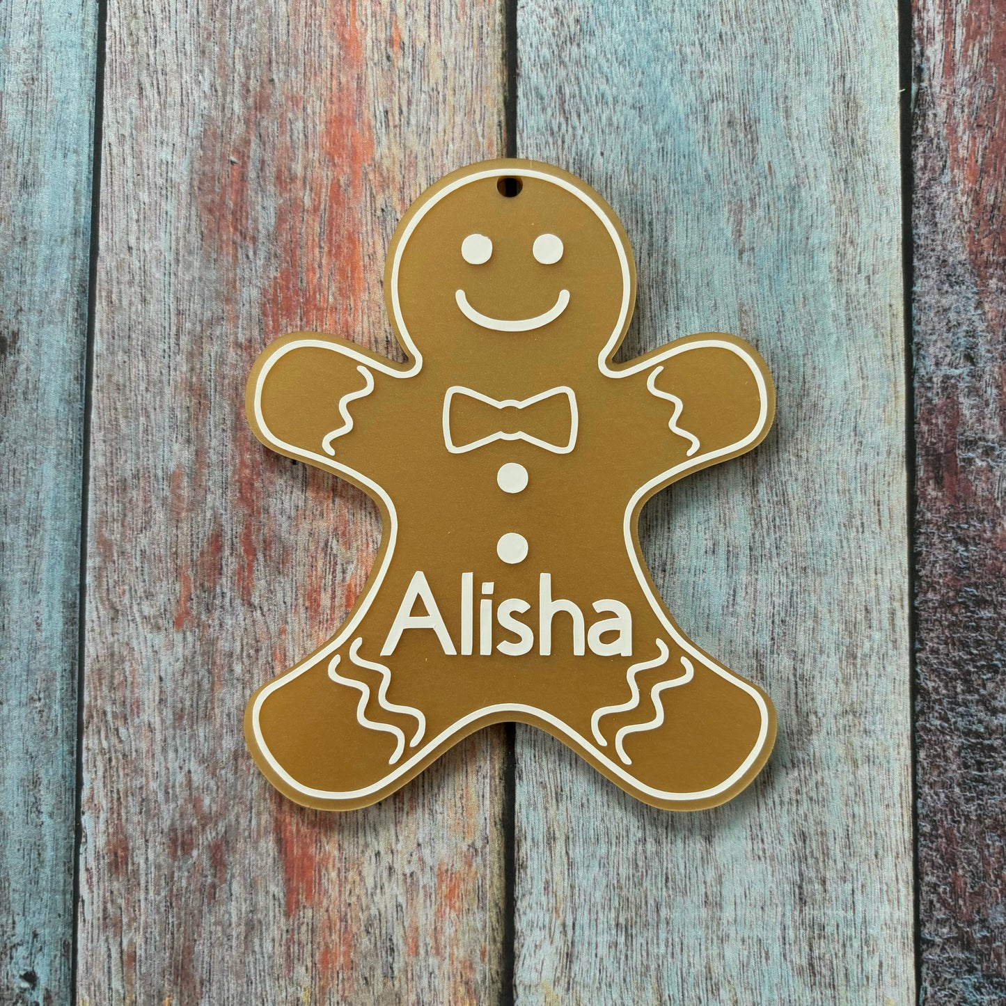 Personalised Gold Gingerbread Acrylic Tree Decoration