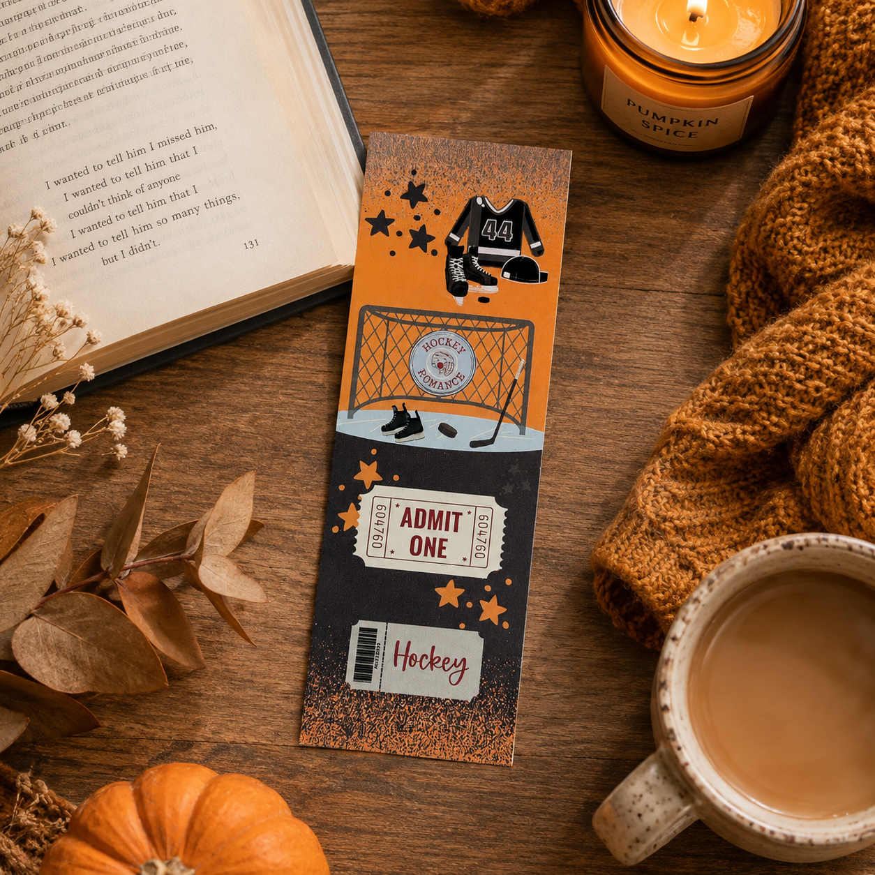 Bookmark - Orange Hockey Romance