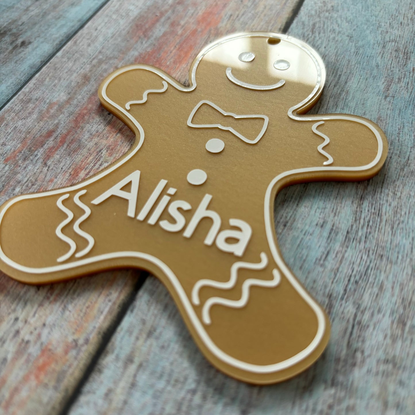 Personalised Gold Gingerbread Acrylic Tree Decoration