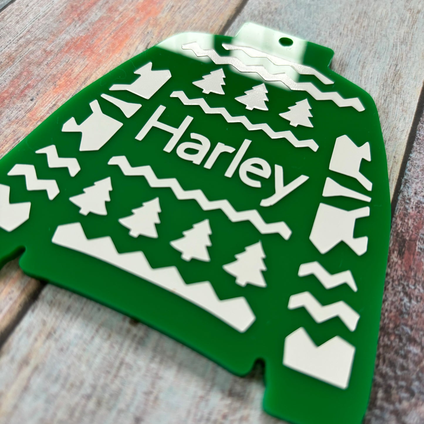 Personalised Green Christmas Jumper Acrylic Tree Decoration