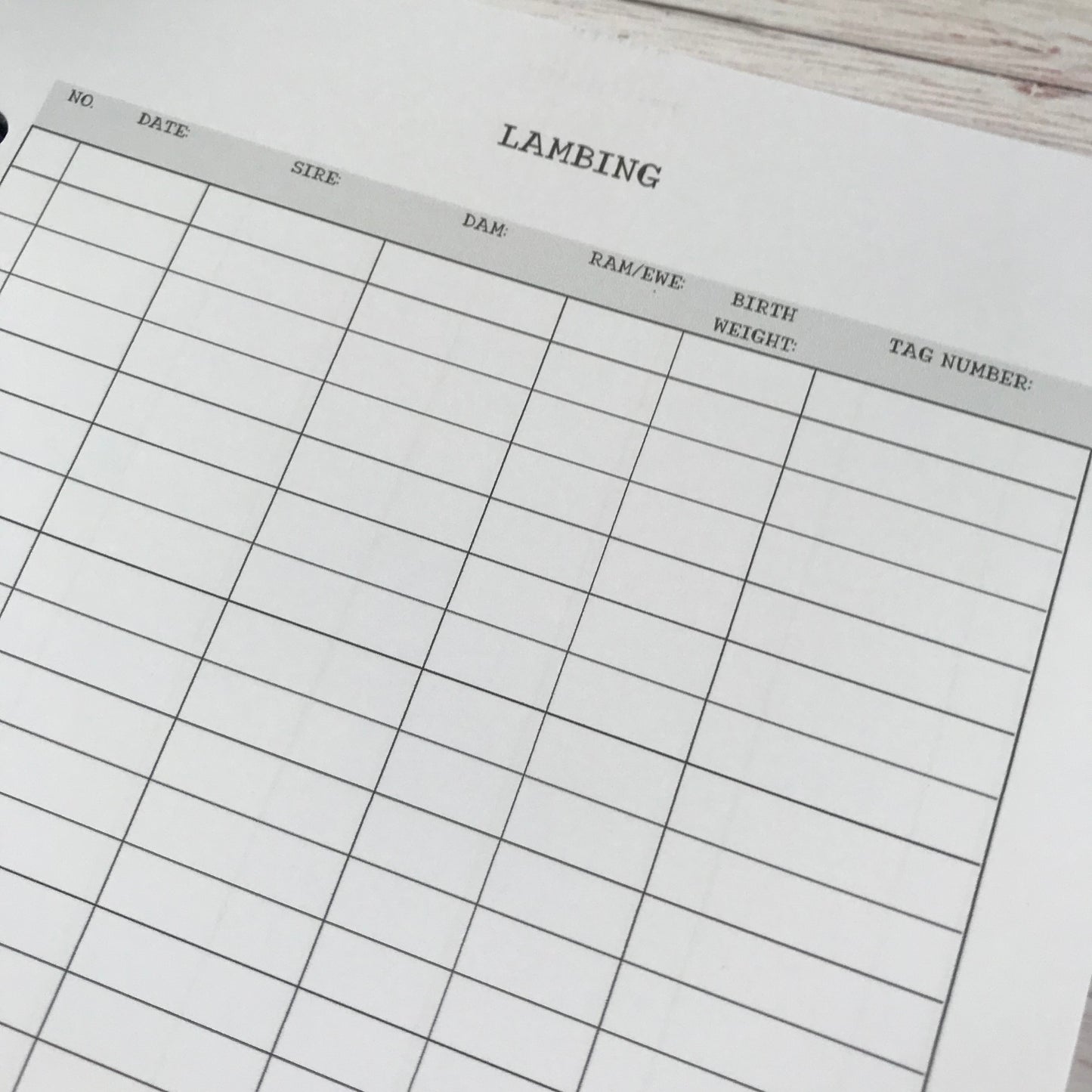 Lambing Records Book