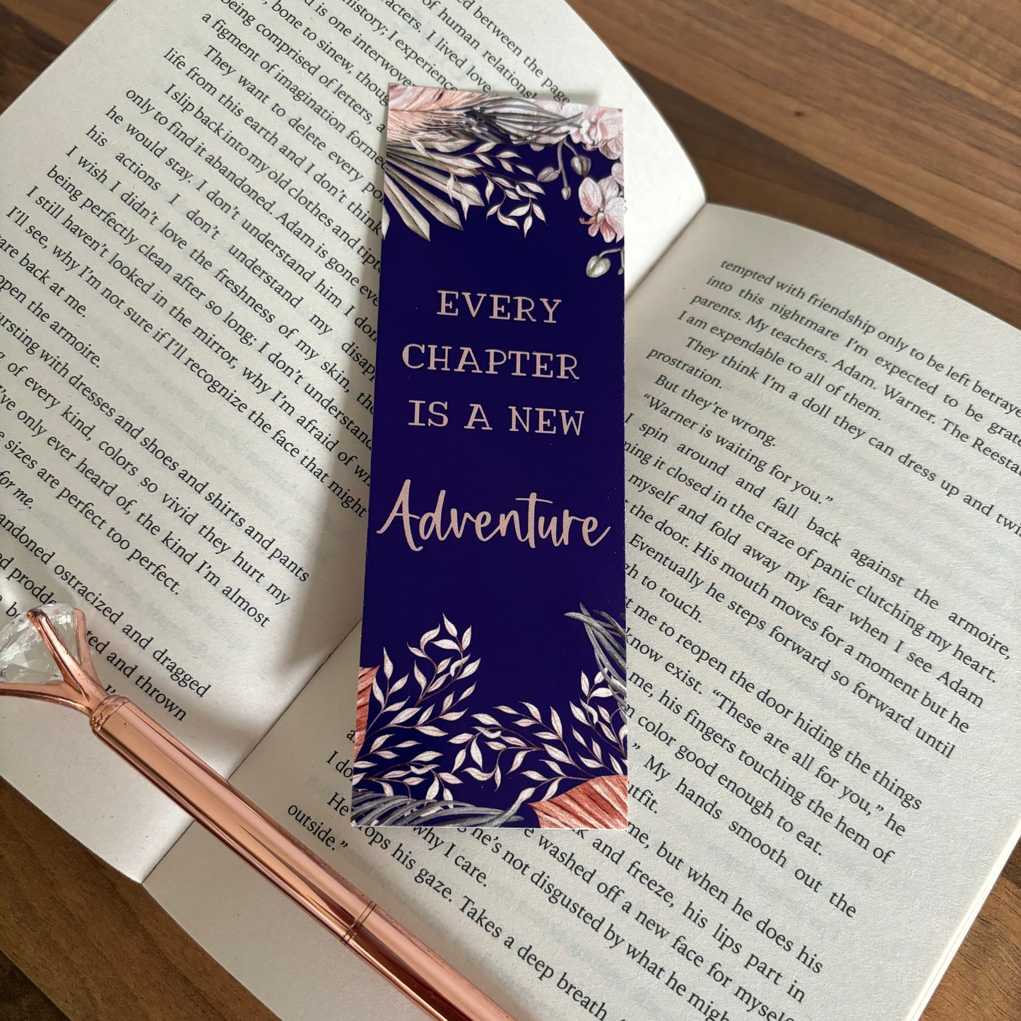 Bookmark - Floral Navy