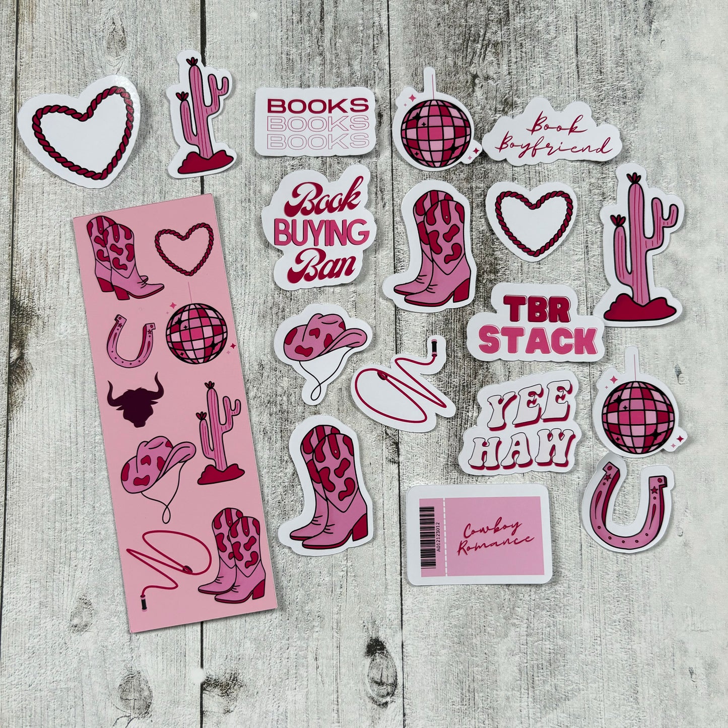Cowboy Romance Stickers & Bookmark Set