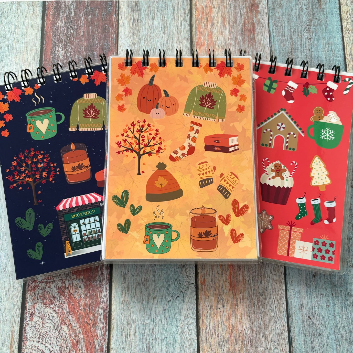 A6 Plain Notebook: Autumn, Bookshop and Christmas