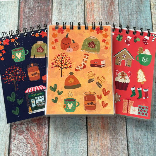 A6 Plain Notebook: Autumn, Bookshop and Christmas