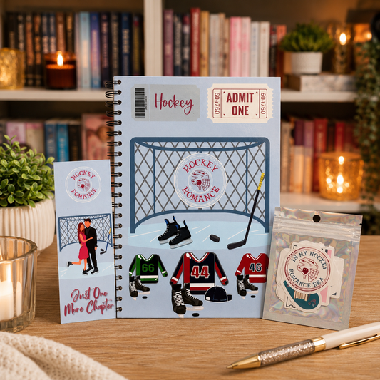 Hockey Romance Set: Reading Journal, Bookmark And Stickers