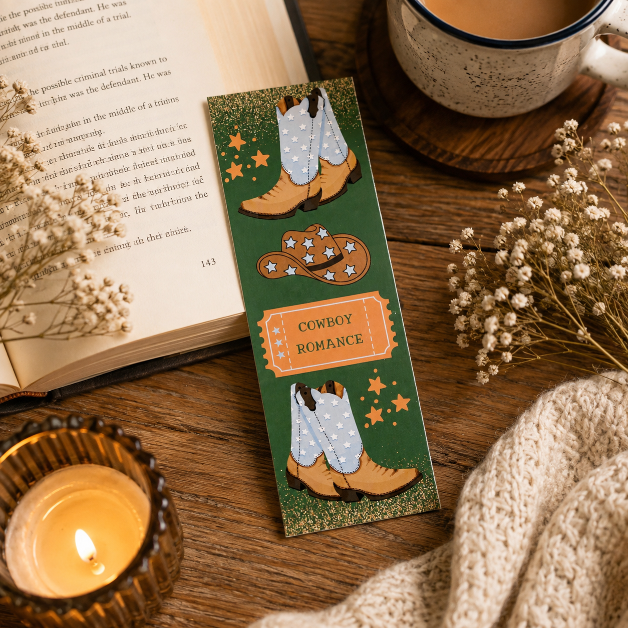 Bookmark - Cowboy Romance Green