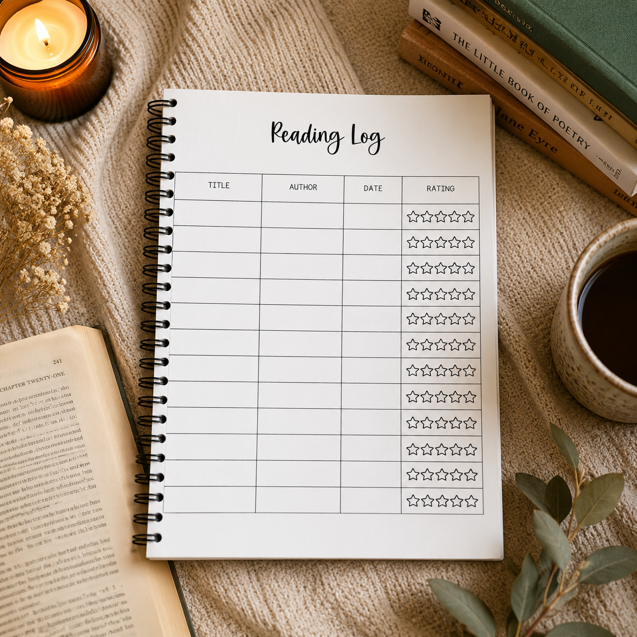 Romantasy Reading Log with Matching Bookmark | A5 Wire Bound Book Journal | Book Tracker Gift for Fantasy Romance Readers