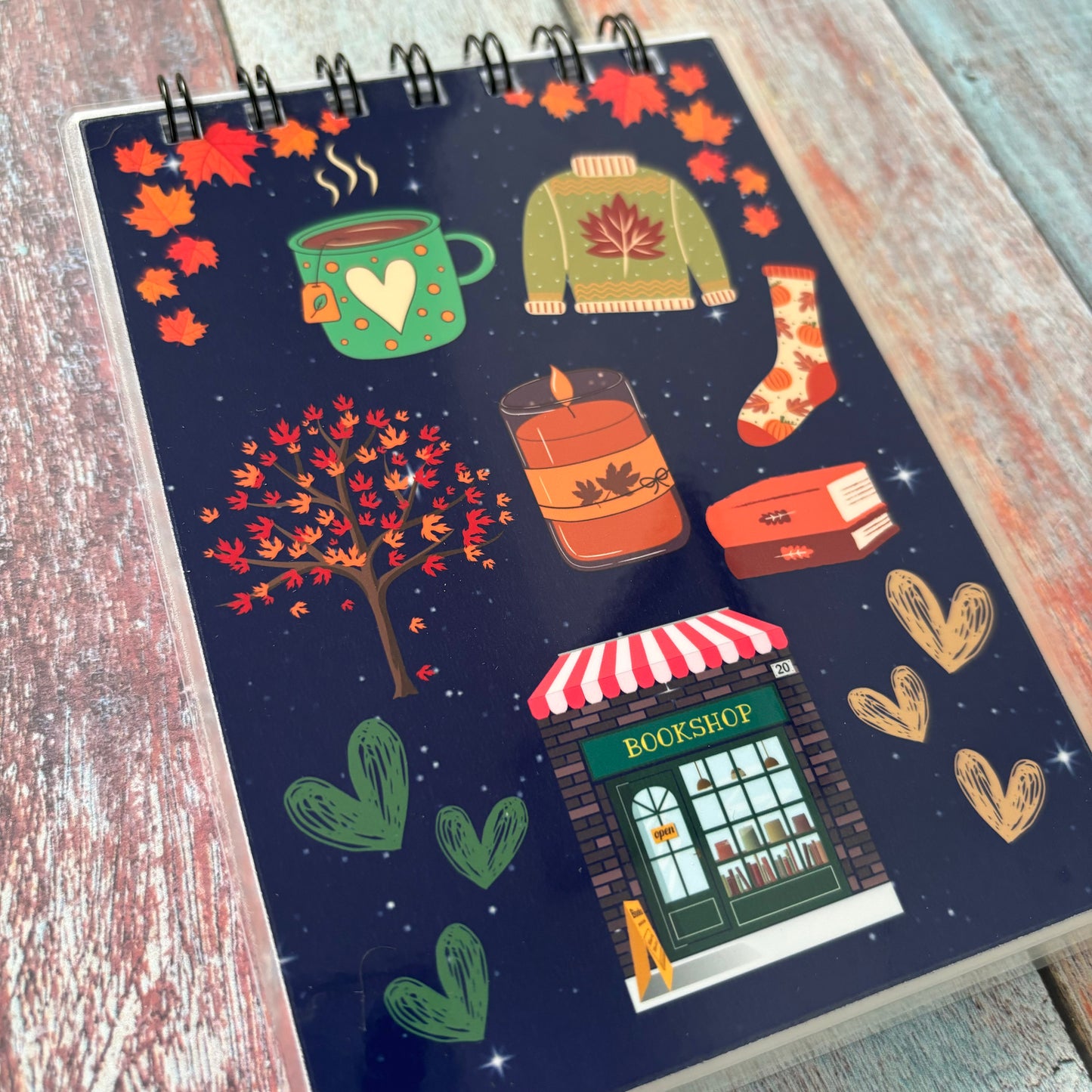 A6 Plain Notebook: Autumn, Bookshop and Christmas
