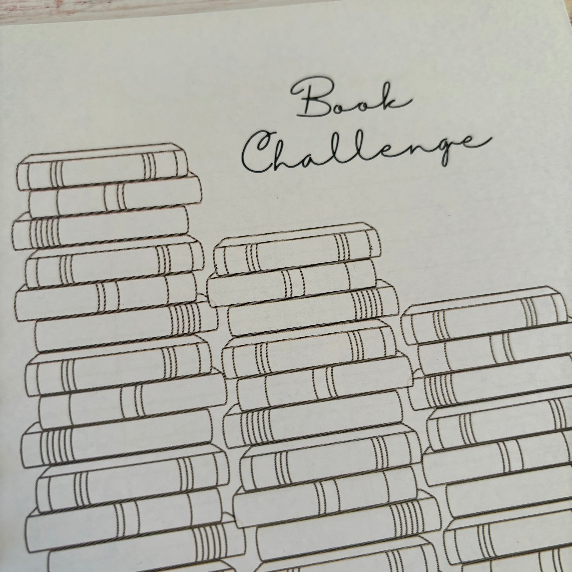 Book Challenge page in reading journal