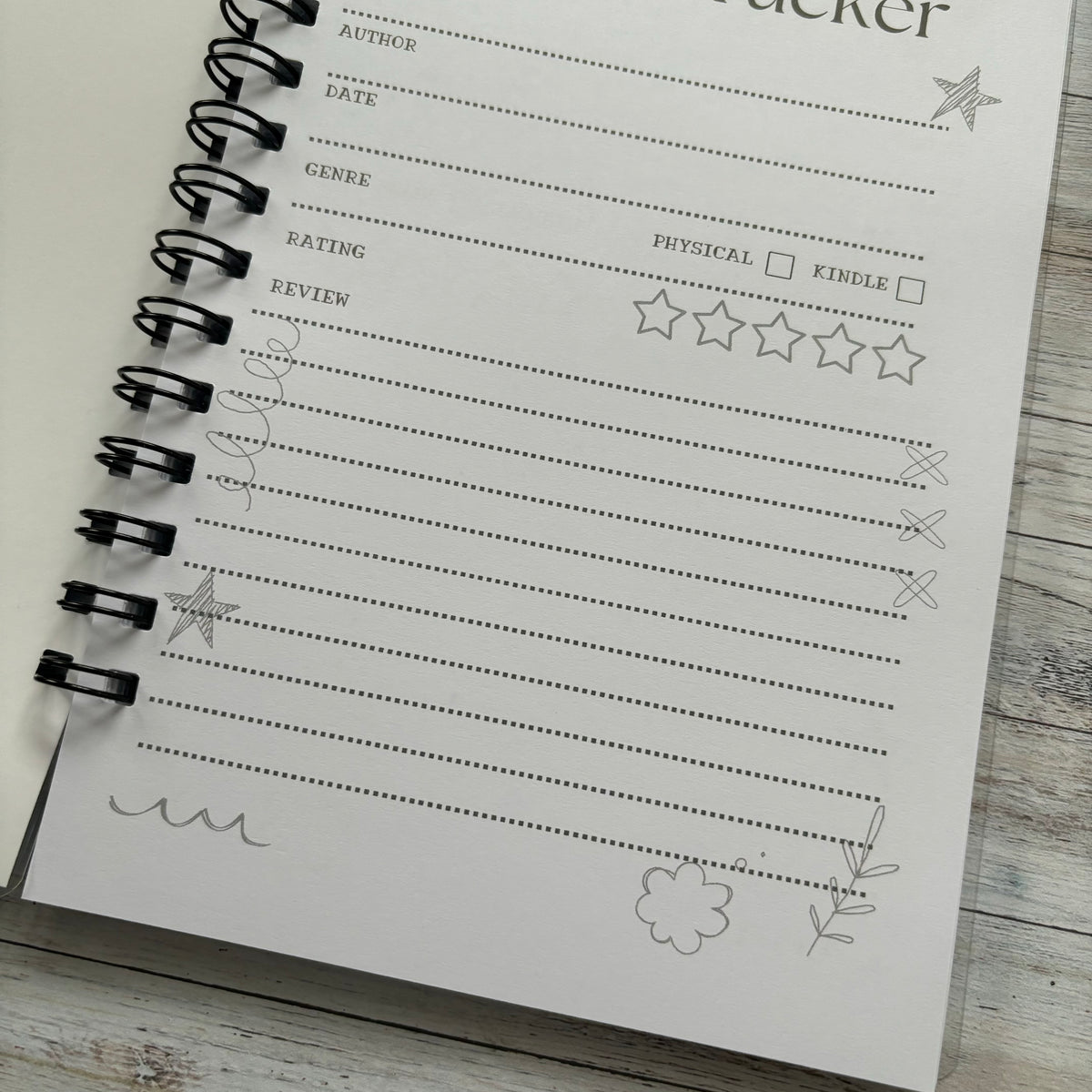 book review page from book tracker journal