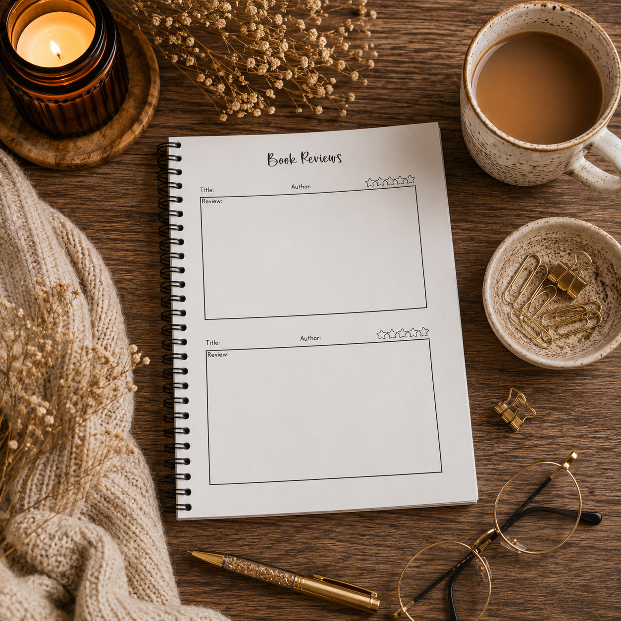 Book reviews reading journal page