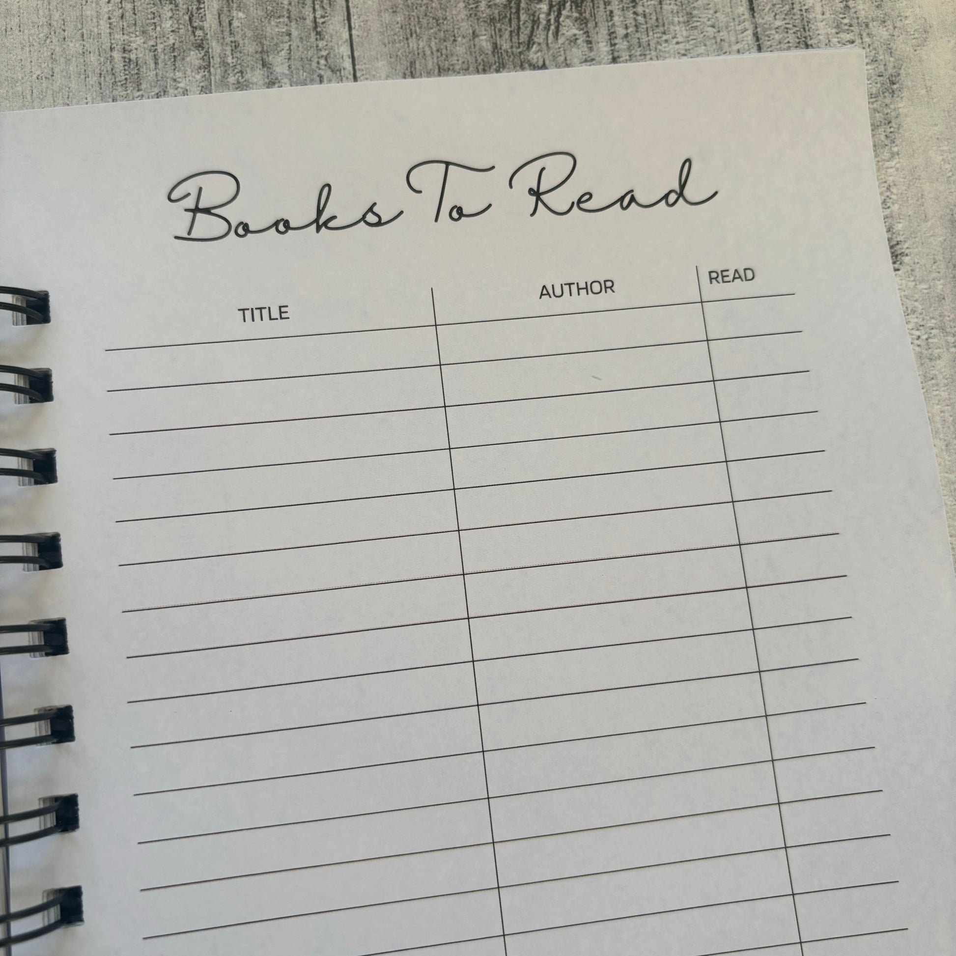 books to read page from a reading journal
