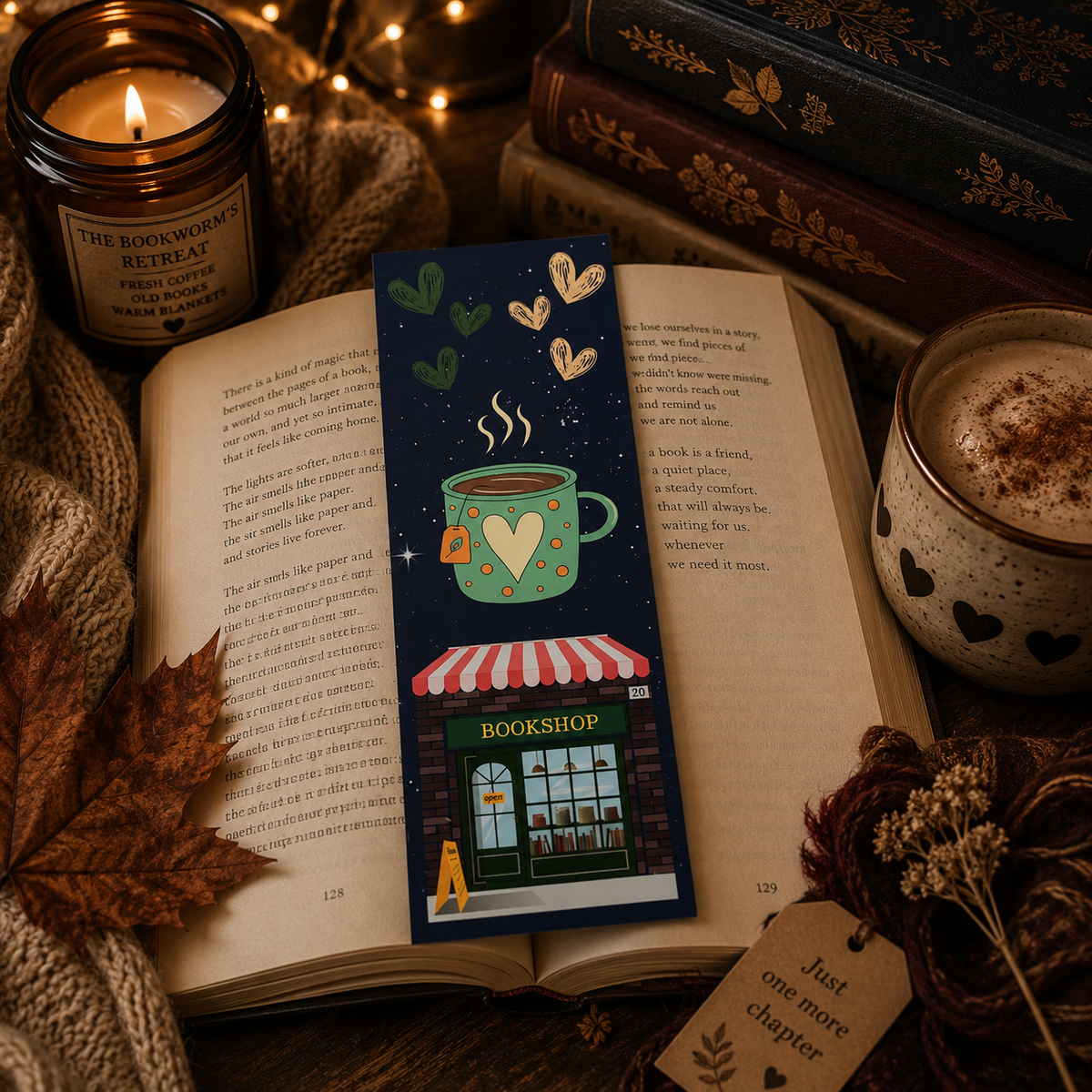 Cute cosy Bookshop bookmark