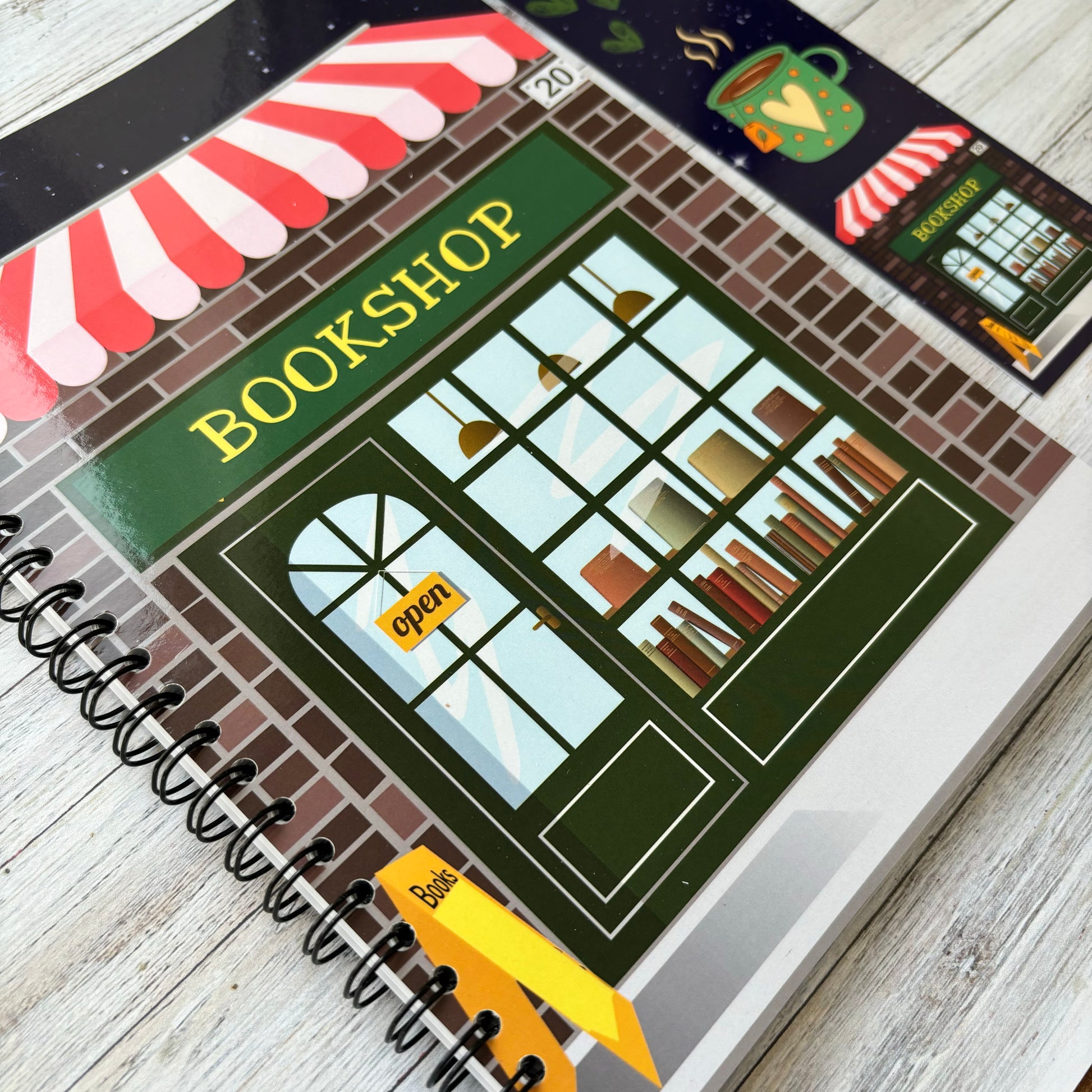 Close up of bookshop reading journal