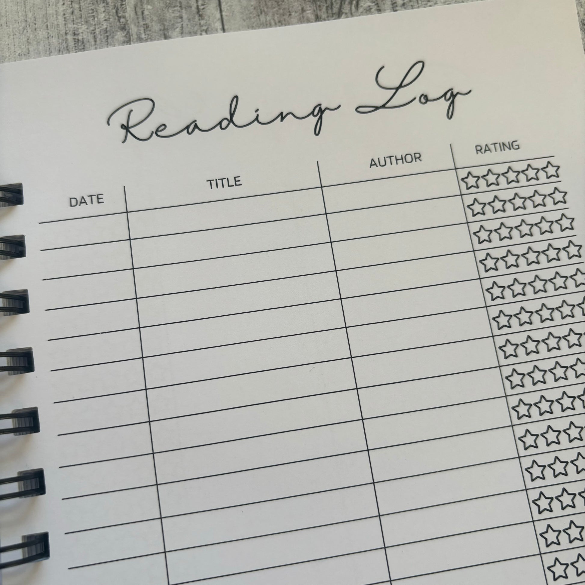 closer view of reading log page
