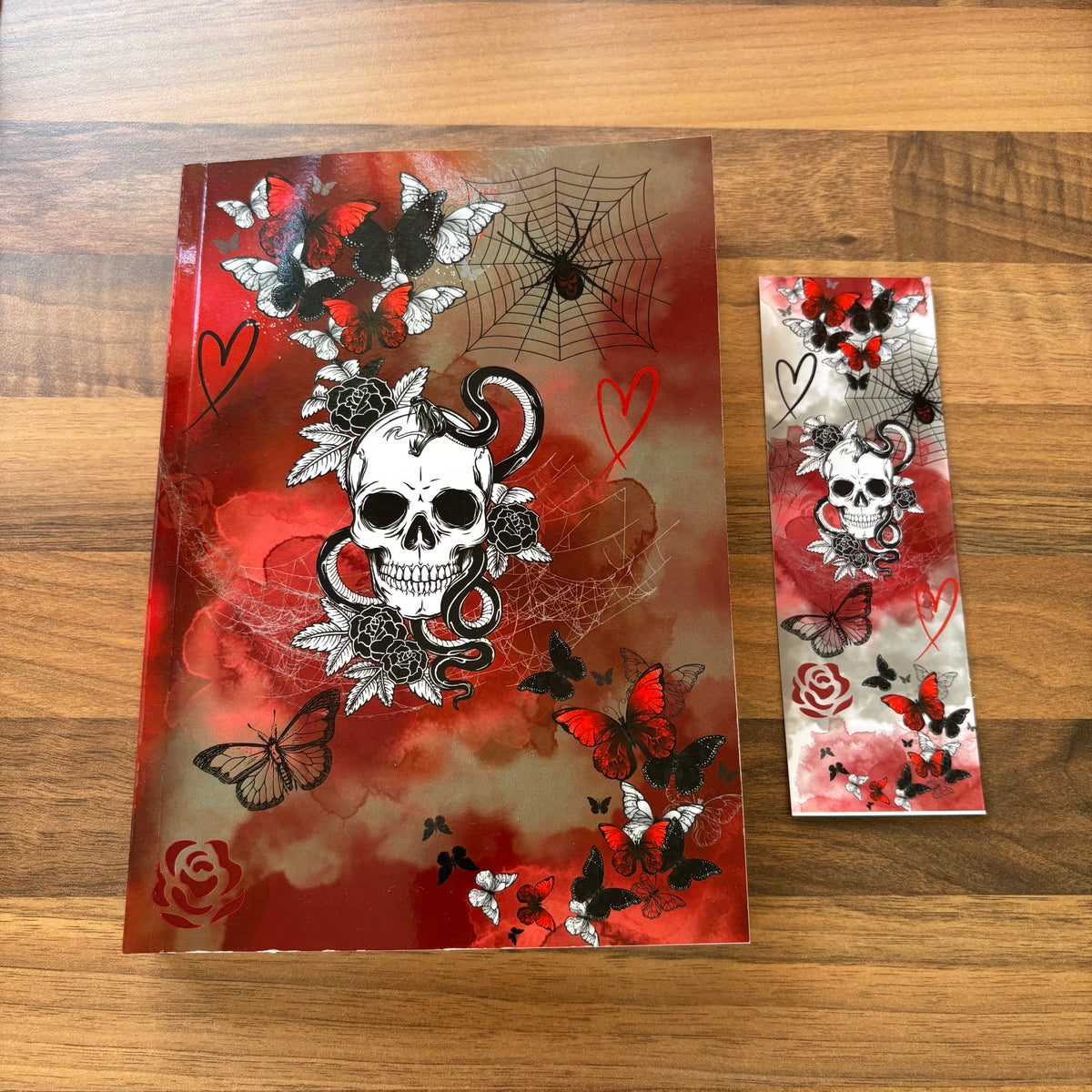 A dark romance themed book journal and bookmark