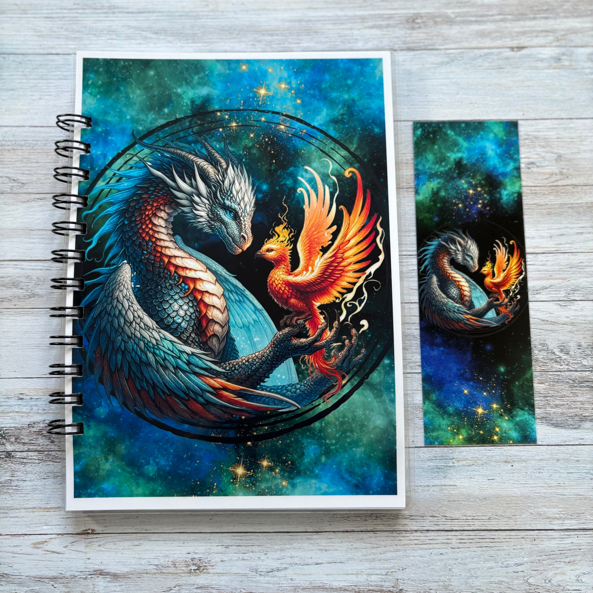 Dragon book tracker with matching bookmark