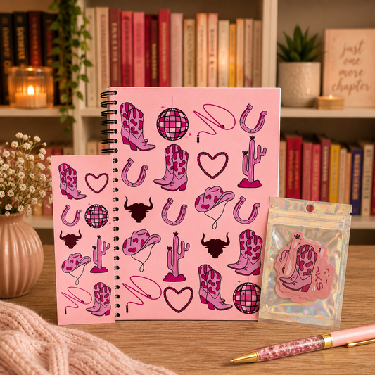 Cowboy Romance Set: Reading Journal, Bookmark And Vinyl Stickers
