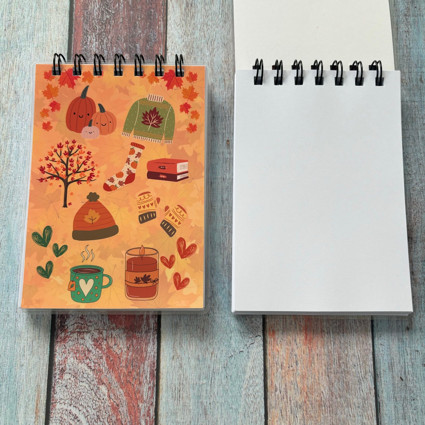 A6 Plain Notebook: Autumn, Bookshop and Christmas