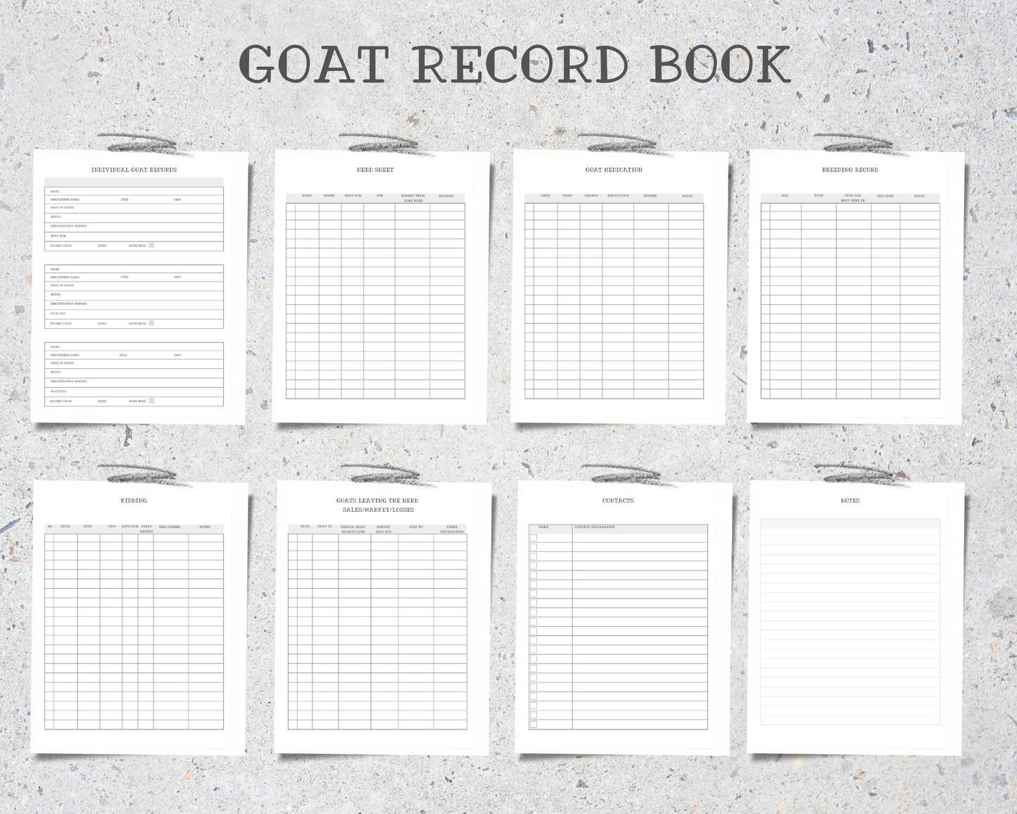 Goat Record Keeping Book Floral Design