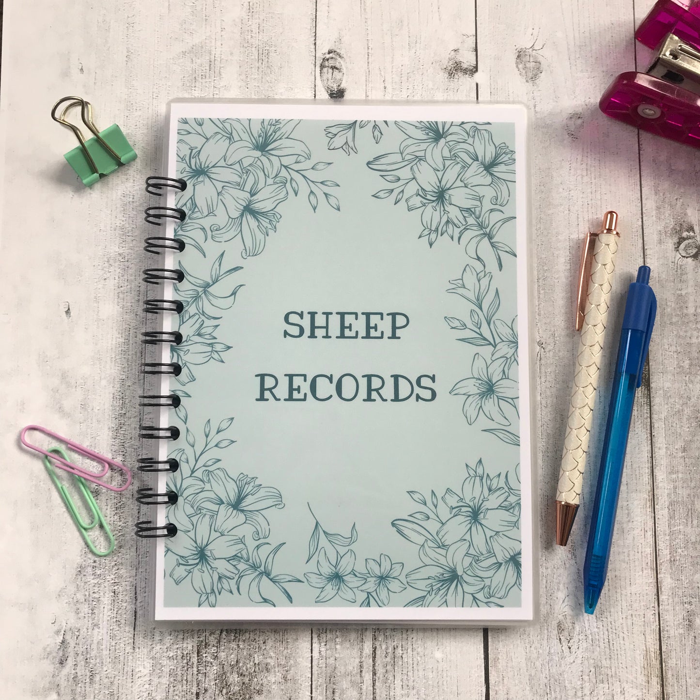 Sheep Records Book, Floral Design