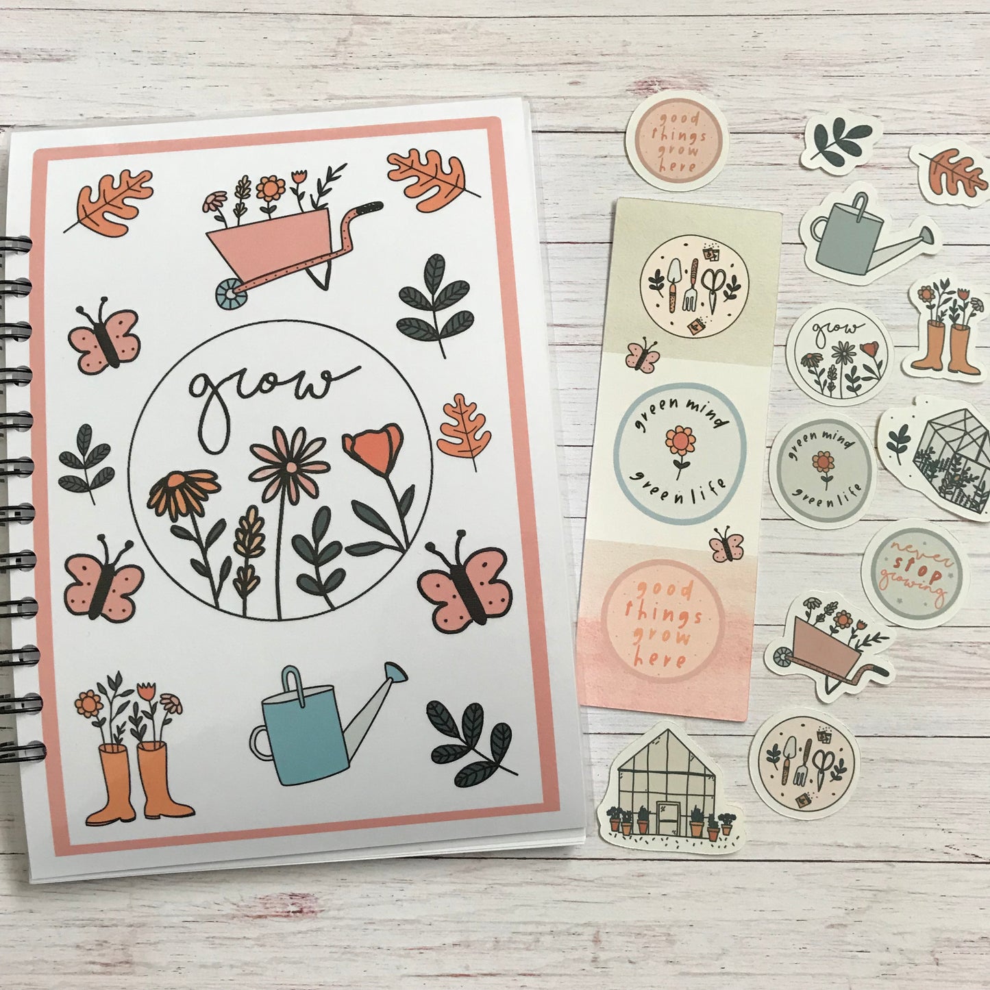 Gardening Journal, Bookmark & Stickers Gift Set