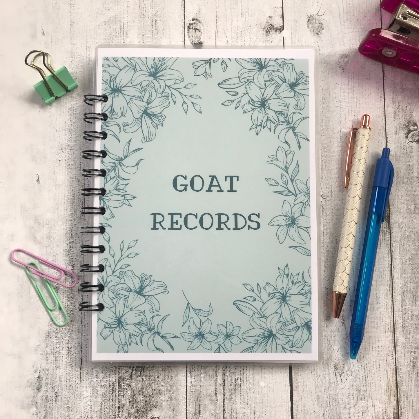 Goat Record Keeping Book Floral Design